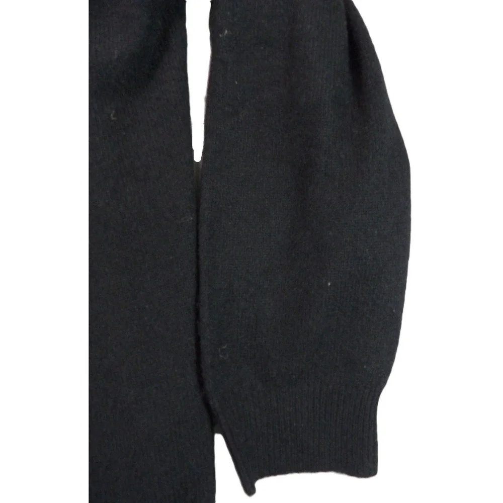 Alan Flusser Cashmere Polo Sweater Men XL Black Long Sleeve Button Neck Knit Top